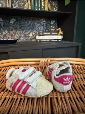 Adidas Superstar Baby Pink & White Velcro Sneakers Infant